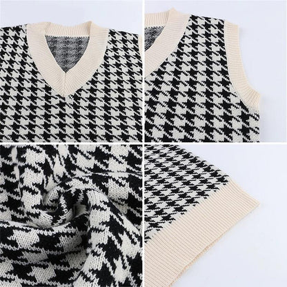 Loose Plaid Knitted Sweater Vest 6