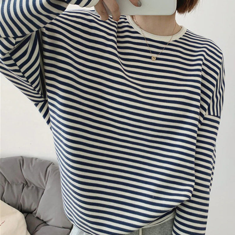 Loose Striped Pattern Knitted Long Sleeve Winter Pullover Sweaters 8
