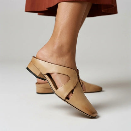 Women's Square-Toe Cutout Mules – product view | Hensley London