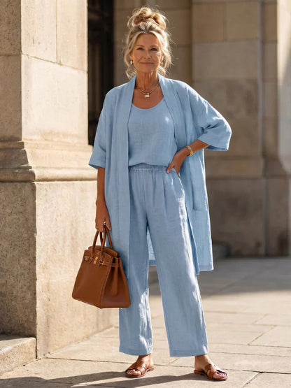 Women's Breathable Relaxed-Fit Two-Piece Set – front view | Hensley London