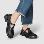 Women's Mary Jane Shoes Black Leather Orthopaedic Comfort - 5