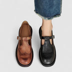 Women's Mary Jane Shoes Black Leather Orthopaedic Comfort - 6