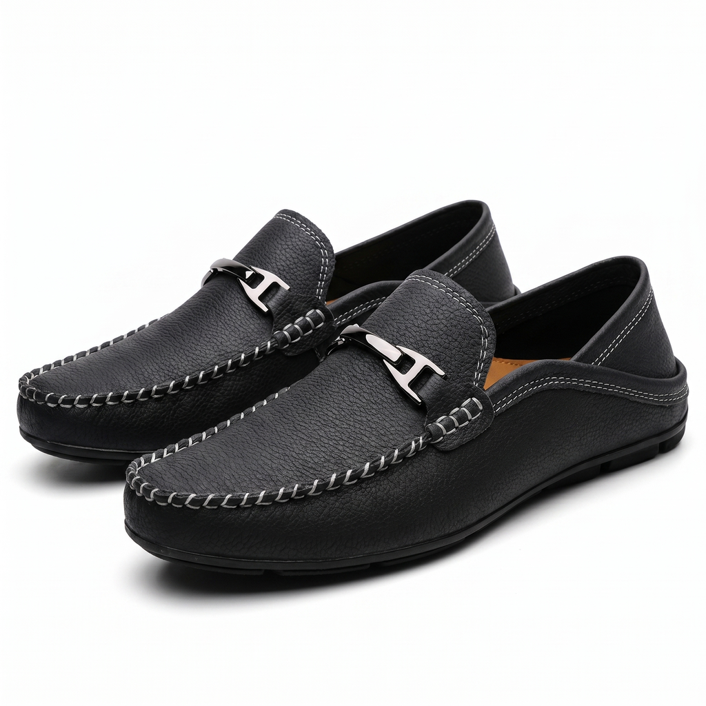 Men's Genuine Leather Slip-On Loafers – product view | Hensley London