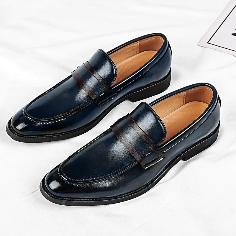 Men's Italian Leather Slip-On Loafers – side view | Hensley London
