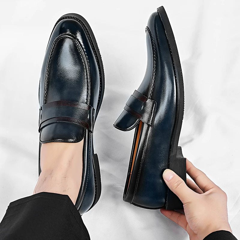 Men's Italian Leather Slip-On Loafers – leather detail | Hensley London
