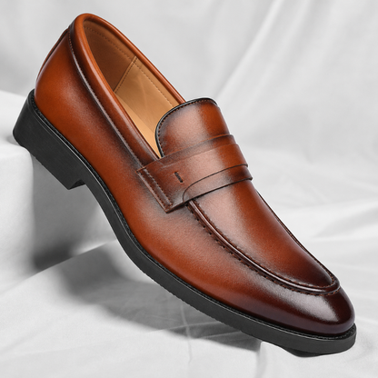 Men's Italian Leather Slip-On Loafers – top view | Hensley London