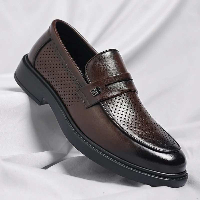 Men's Classic Penny-Strap Loafers in Brown – product view | Hensley London