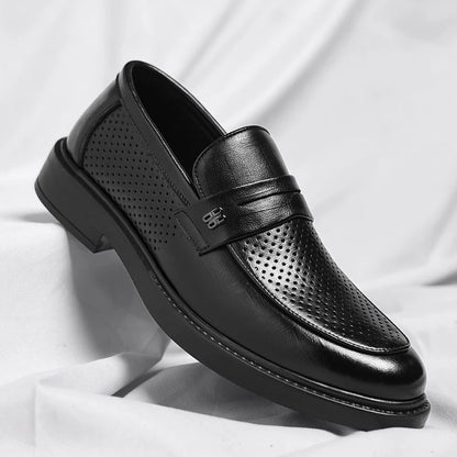 Men's Classic Penny-Strap Loafers in Black – product view | Hensley London