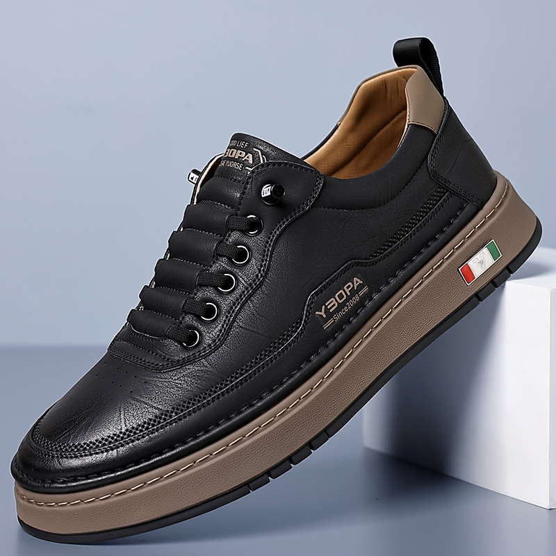 Men's Genuine Leather Low-Top Sneakers – detail view | Hensley London