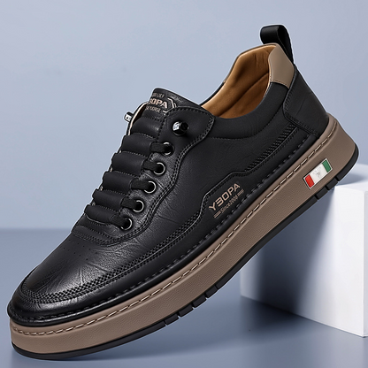 Men's Genuine Leather Low-Top Sneakers – detail view | Hensley London