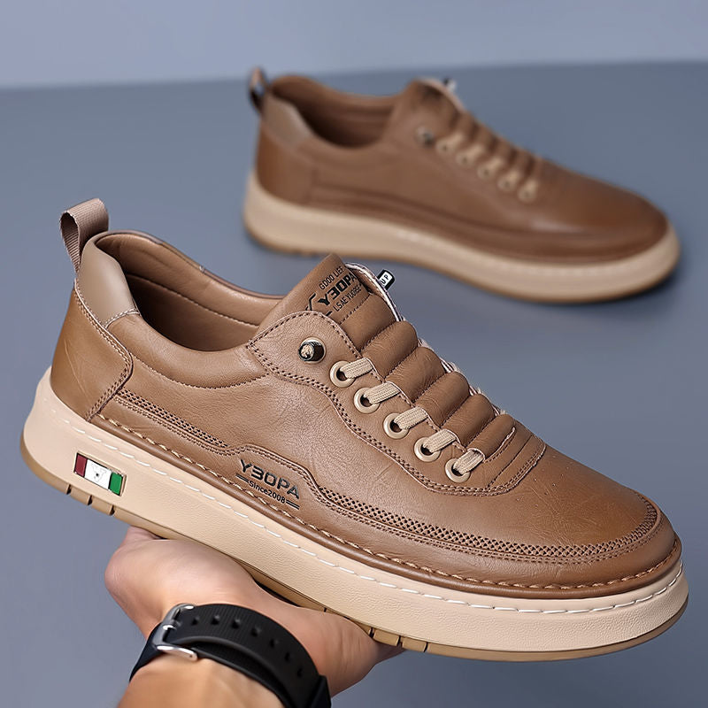Men's Genuine Leather Low-Top Sneakers – detail view | Hensley London