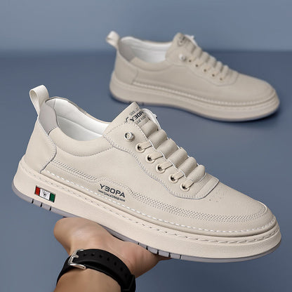 Men's Genuine Leather Low-Top Sneakers – detail view | Hensley London