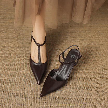 Women's Genuine Leather Pointed-Toe Mary Jane Heels – product view | Hensley London