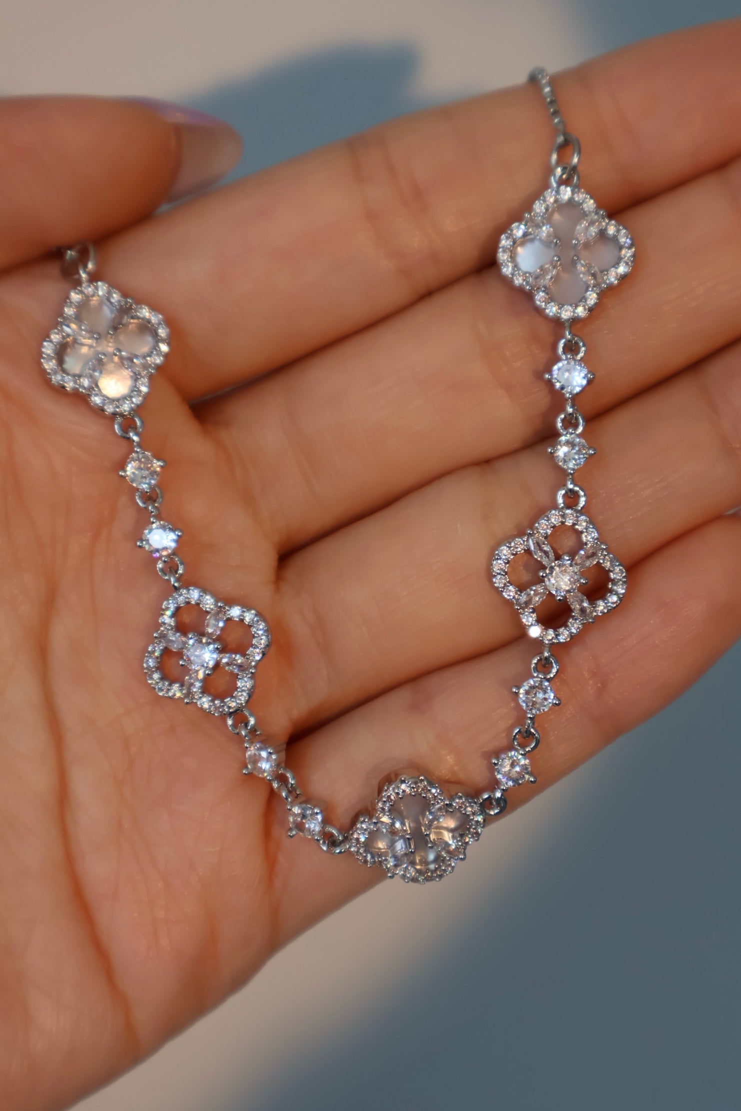 Women's Bracelet Silver Shell Pearls Zirconia Diamonds - 6