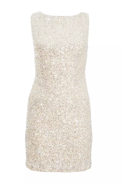 Women's Mini Dress Black Sequin Stretch - 3
