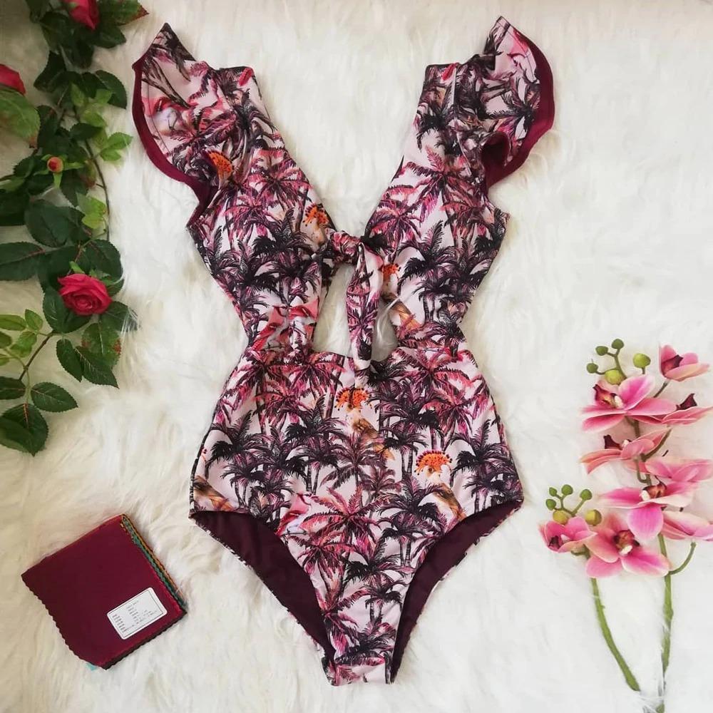 Lina Women's One-Piece Swimsuit | Floral Print, Ruffled Design - Image 2