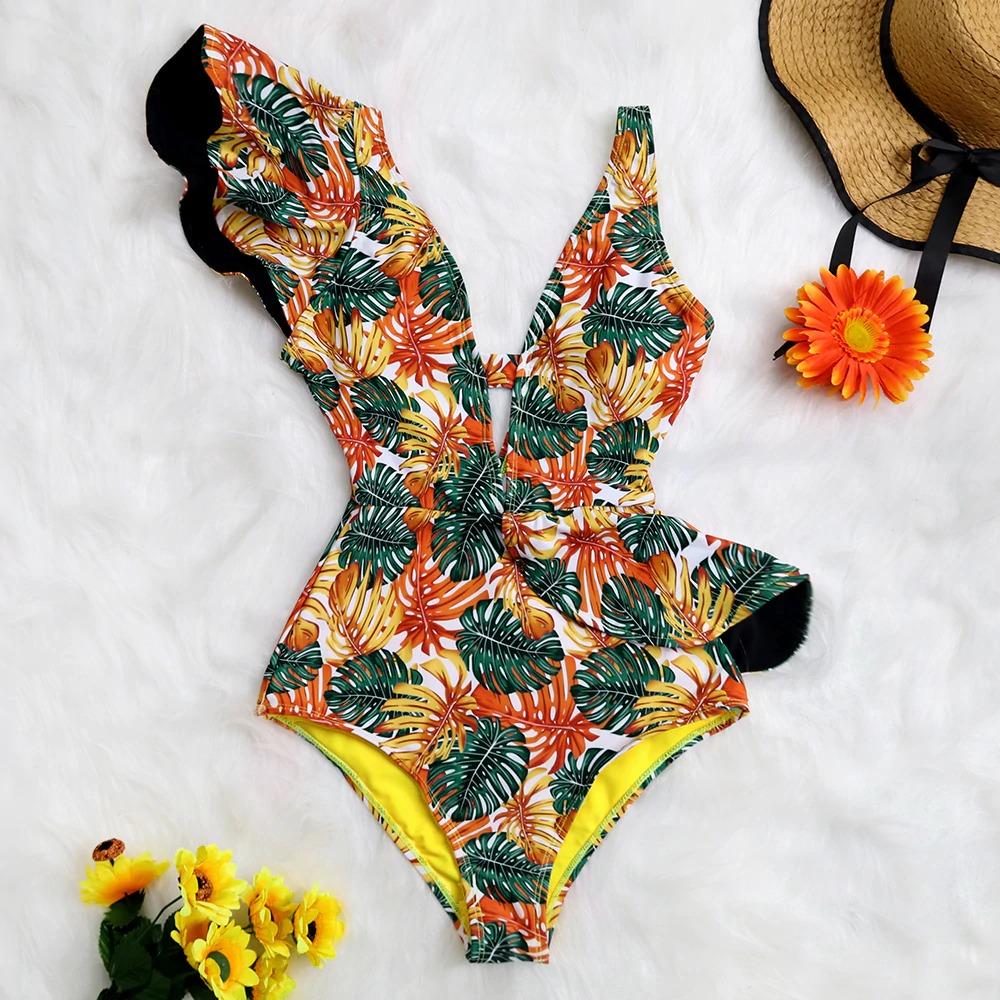Lina Women's One-Piece Swimsuit | Floral Print, Ruffled Design - Image 14