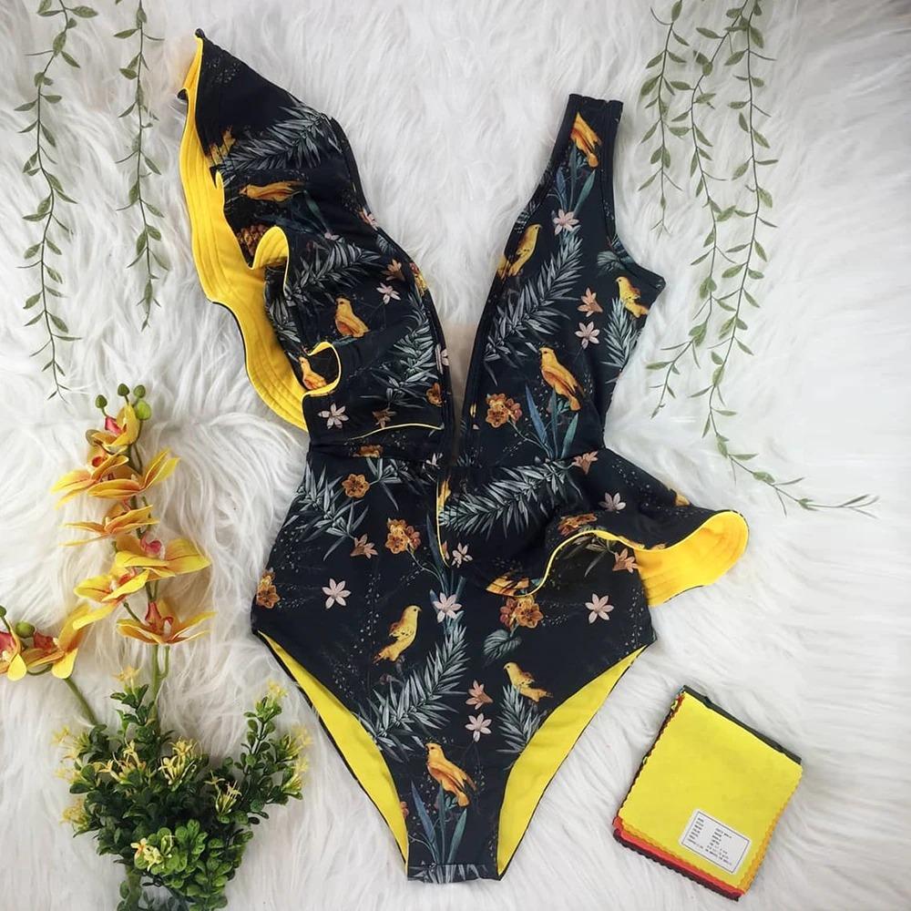 Lina Women's One-Piece Swimsuit | Floral Print, Ruffled Design - Image 21