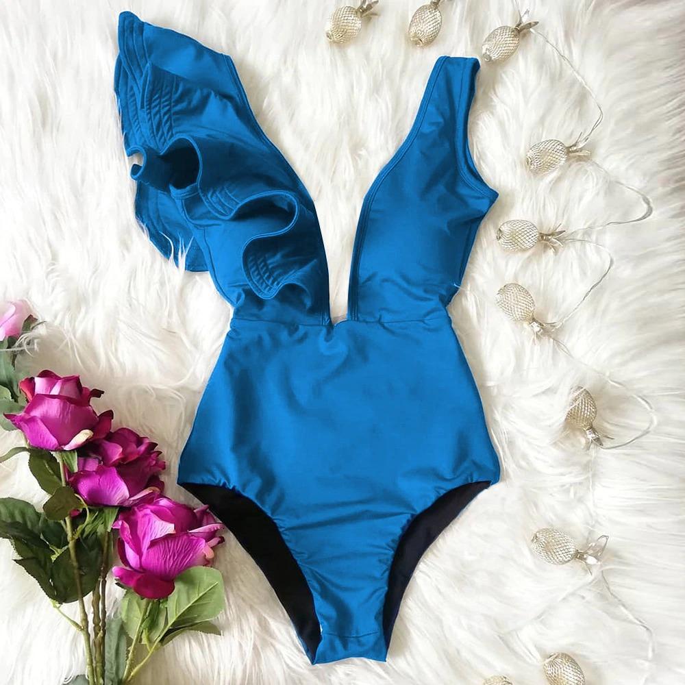 Lina Women's One-Piece Swimsuit | Floral Print, Ruffled Design - Image 4