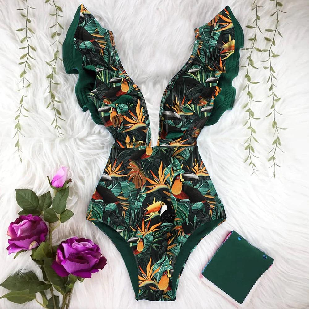 Lina Women's One-Piece Swimsuit | Floral Print, Ruffled Design - Image 6