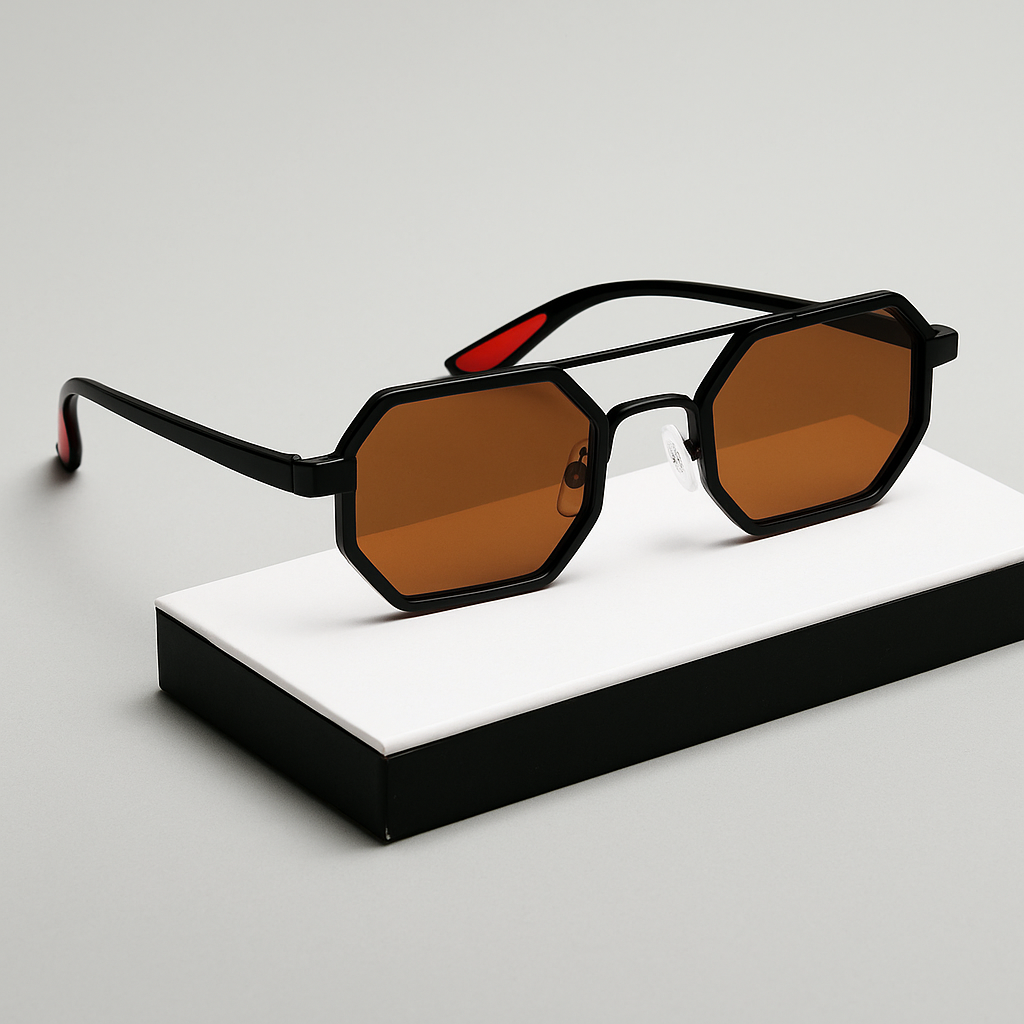 Men's Polarized Octagon Sunglasses – frame detail | Hensley London