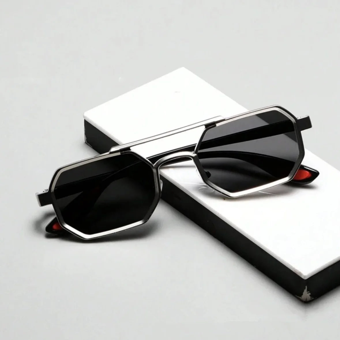 Men's Polarized Octagon Sunglasses – worn view | Hensley London