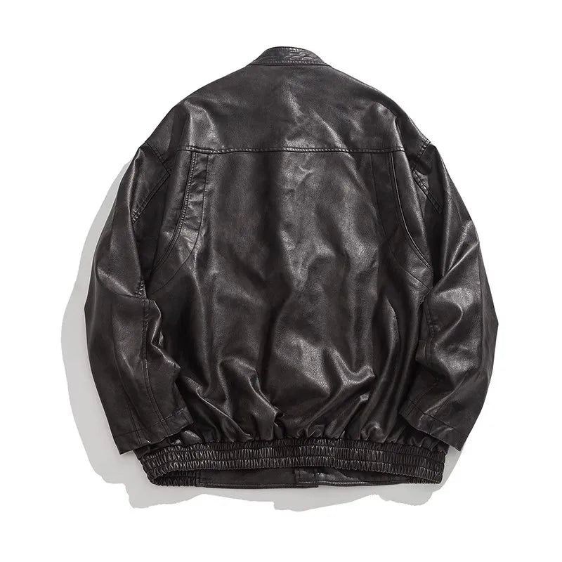 Men's Distressed Faux Leather Jacket – product view | Hensley London