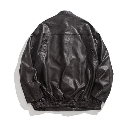 Men's Distressed Faux Leather Jacket – product view | Hensley London