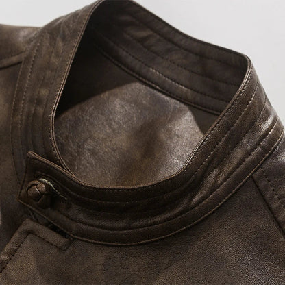 Men's Distressed Faux Leather Jacket – product view | Hensley London