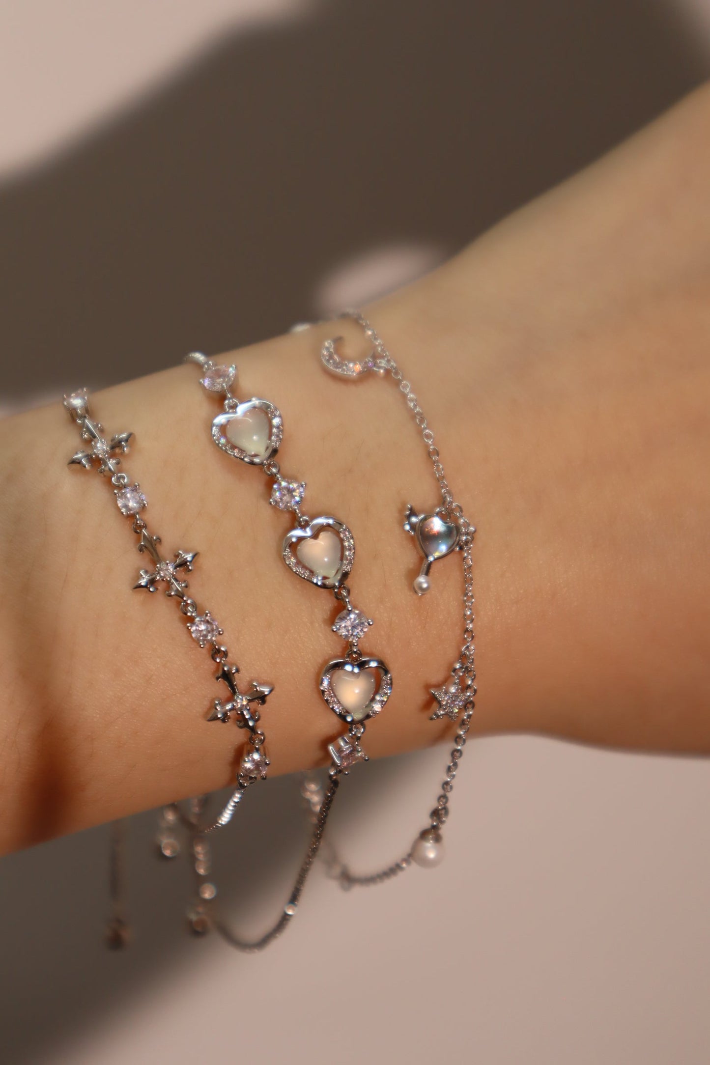 Unisex Bracelet Silver Zirconia Diamonds Moonstone - 4