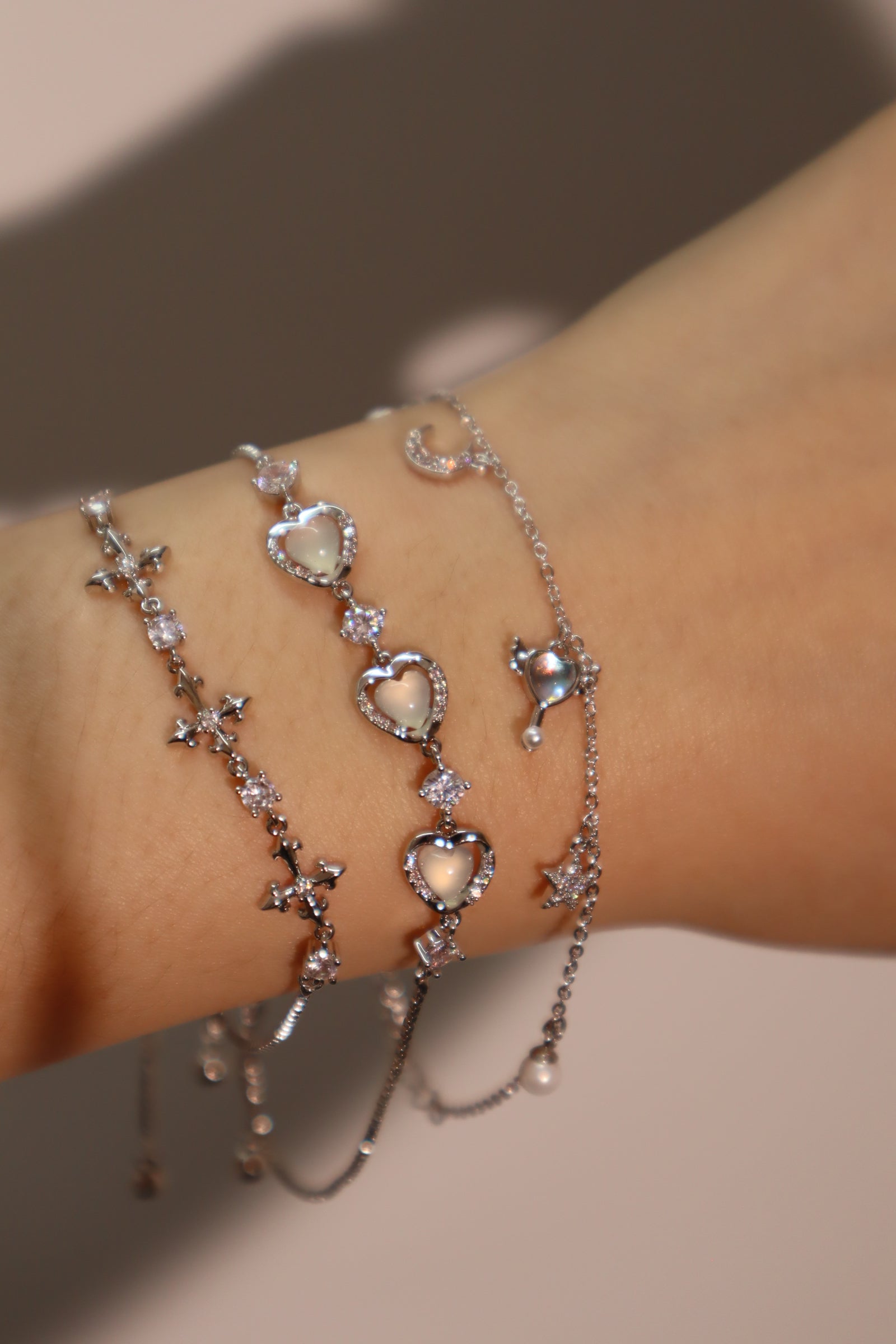 Unisex Bracelet Silver Zirconia Diamonds Moonstone - 4