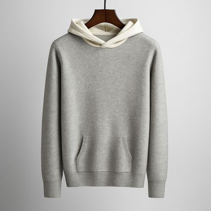 Men's Cotton-Blend Hooded Knit Sweater – front view | Hensley London
