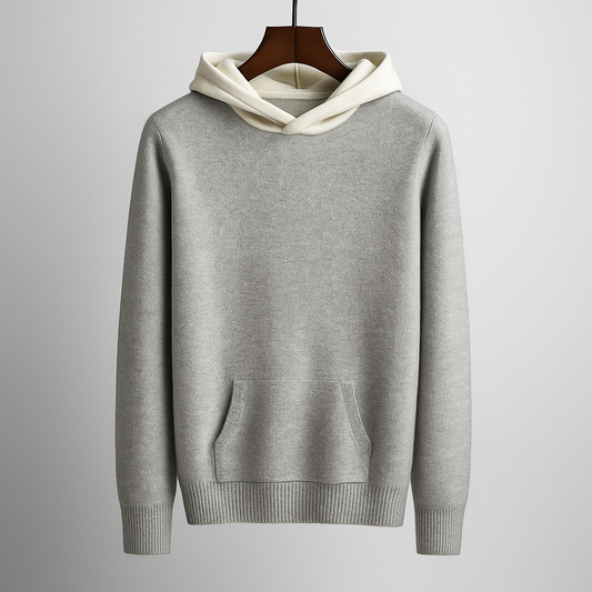 Men's Cotton-Blend Hooded Knit Sweater – front view | Hensley London