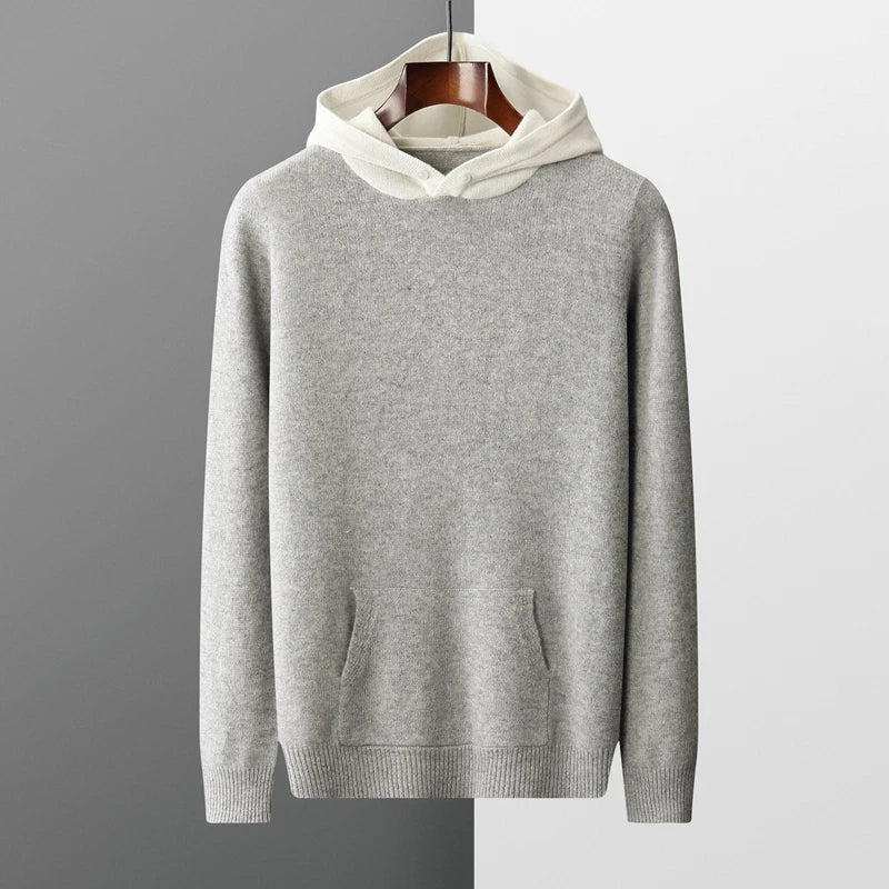 Men's Cotton-Blend Hooded Knit Sweater – product view | Hensley London