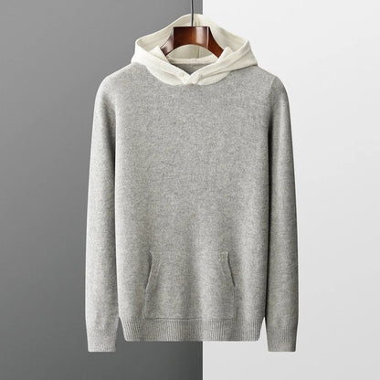 Men's Cotton-Blend Hooded Knit Sweater – product view | Hensley London