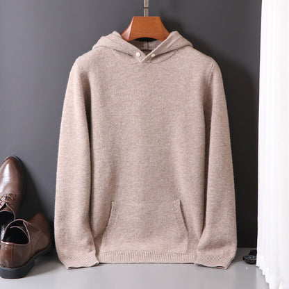 Men's Cotton-Blend Hooded Knit Sweater – product view | Hensley London