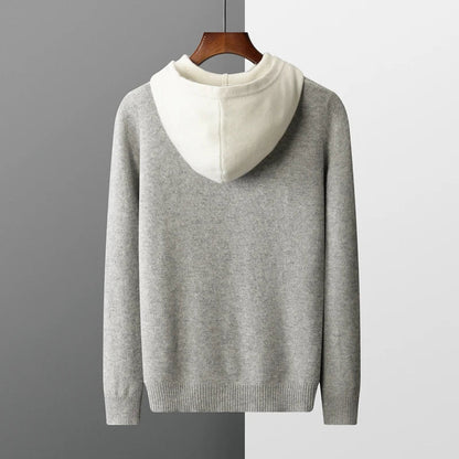 Men's Cotton-Blend Hooded Knit Sweater – product view | Hensley London