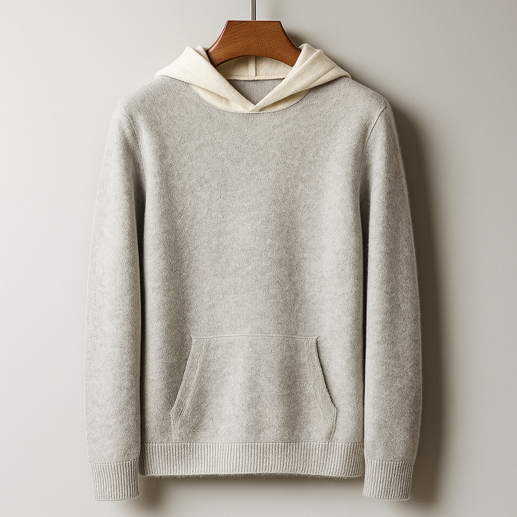 Men's Cotton-Blend Hooded Knit Sweater – product view | Hensley London