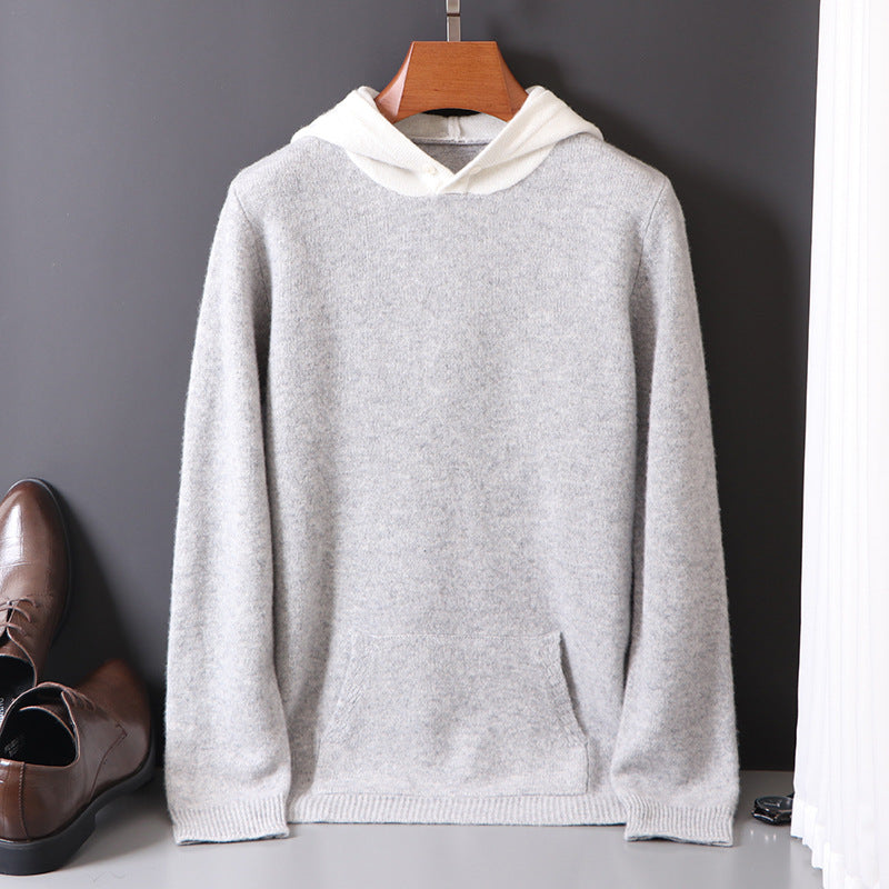 Men's Cotton-Blend Hooded Knit Sweater – product view | Hensley London