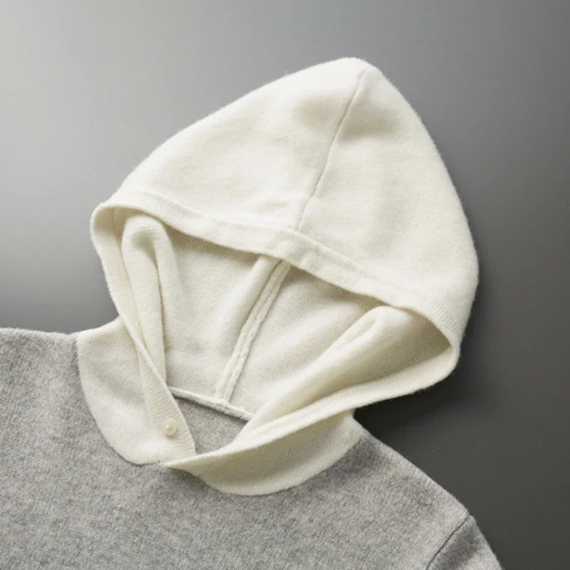 Men's Cotton-Blend Hooded Knit Sweater – product view | Hensley London