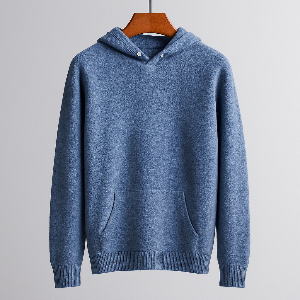 Men's Cotton-Blend Hooded Knit Sweater – product view | Hensley London