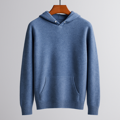 Men's Cotton-Blend Hooded Knit Sweater – product view | Hensley London