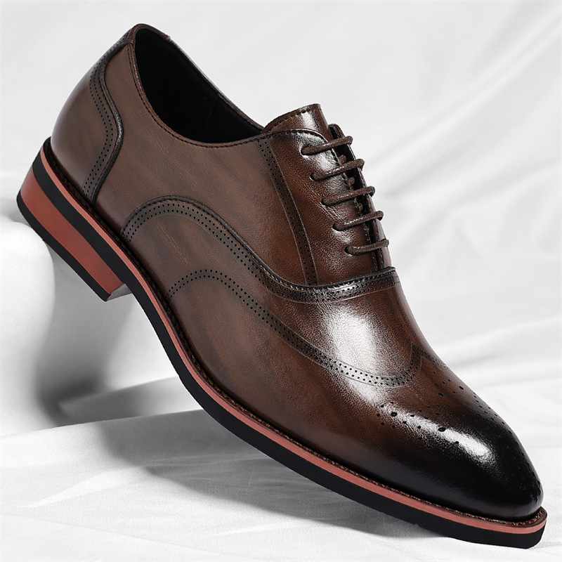 Men's Italian Leather Dress Shoes in Brown – product view | Hensley London