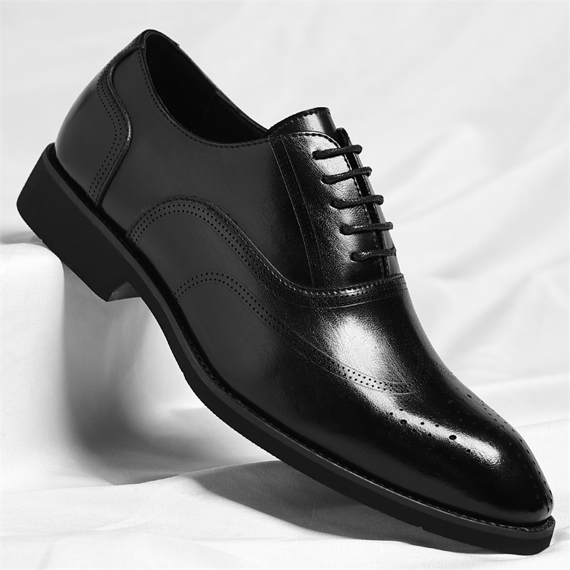 Men's Italian Leather Dress Shoes in Black – product view | Hensley London