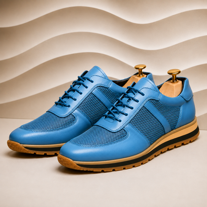 Men's Full-Grain Cowhide Dress Sneakers – side view | Hensley London