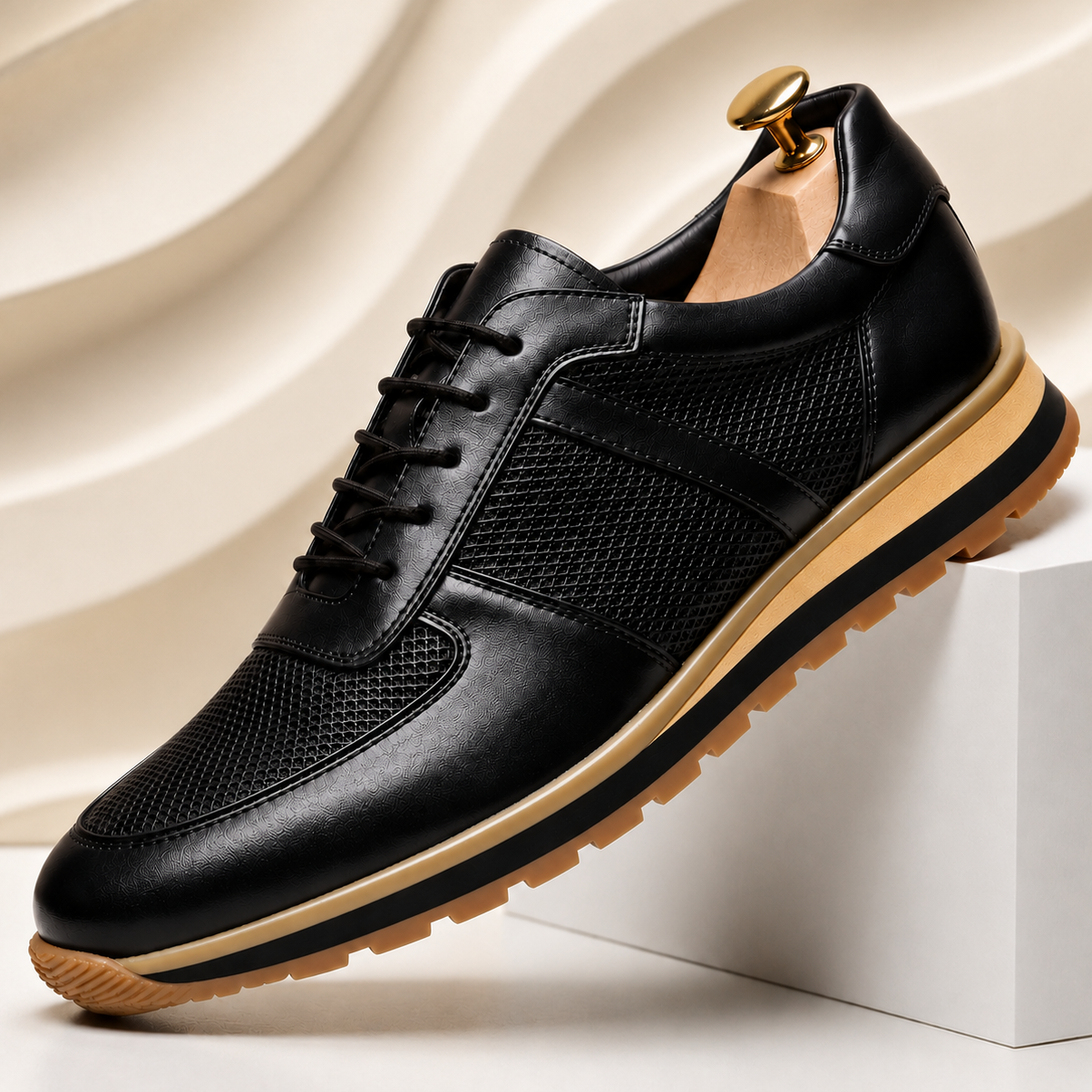 Men's Full-Grain Cowhide Dress Sneakers – sole view | Hensley London