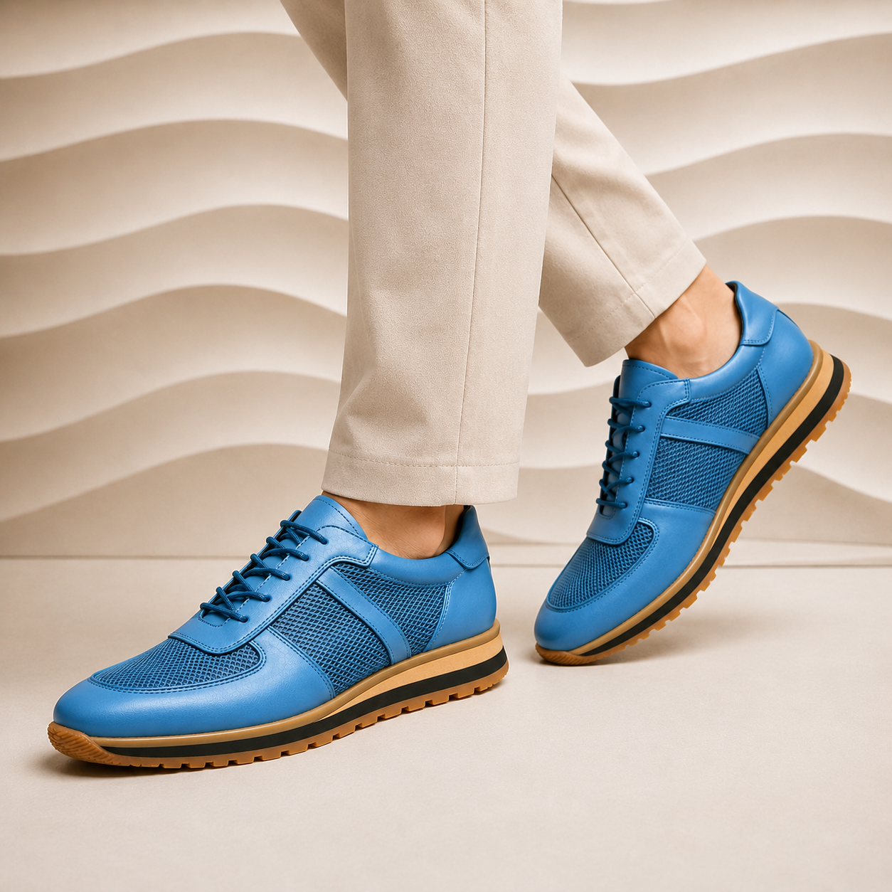 Men's Full-Grain Cowhide Dress Sneakers in Black | Hensley London