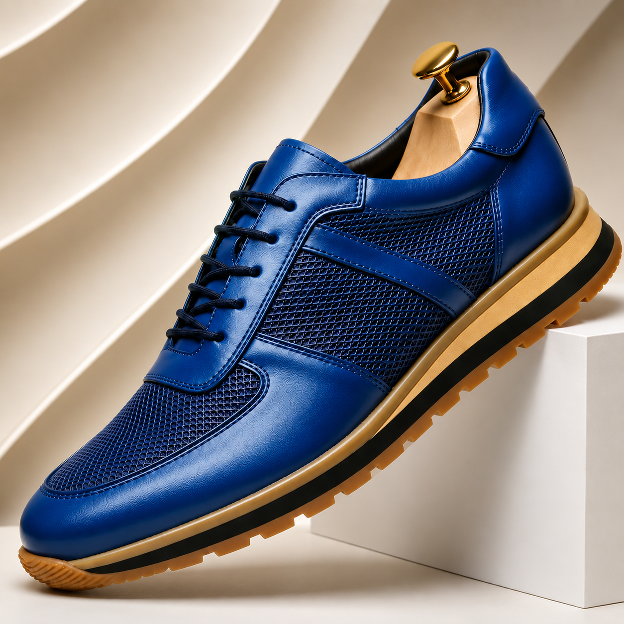 Men's Full-Grain Cowhide Dress Sneakers in Brown | Hensley London