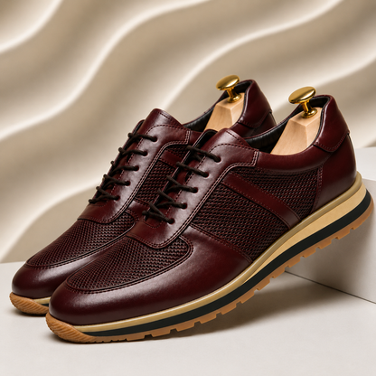 Men's Full-Grain Cowhide Dress Sneakers in Green | Hensley London