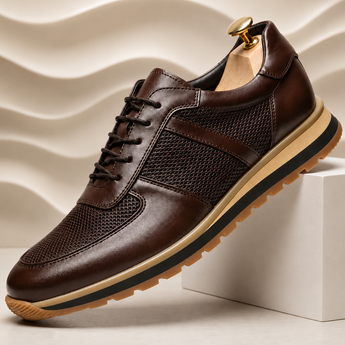 Men's Full-Grain Cowhide Dress Sneakers – insole detail | Hensley London